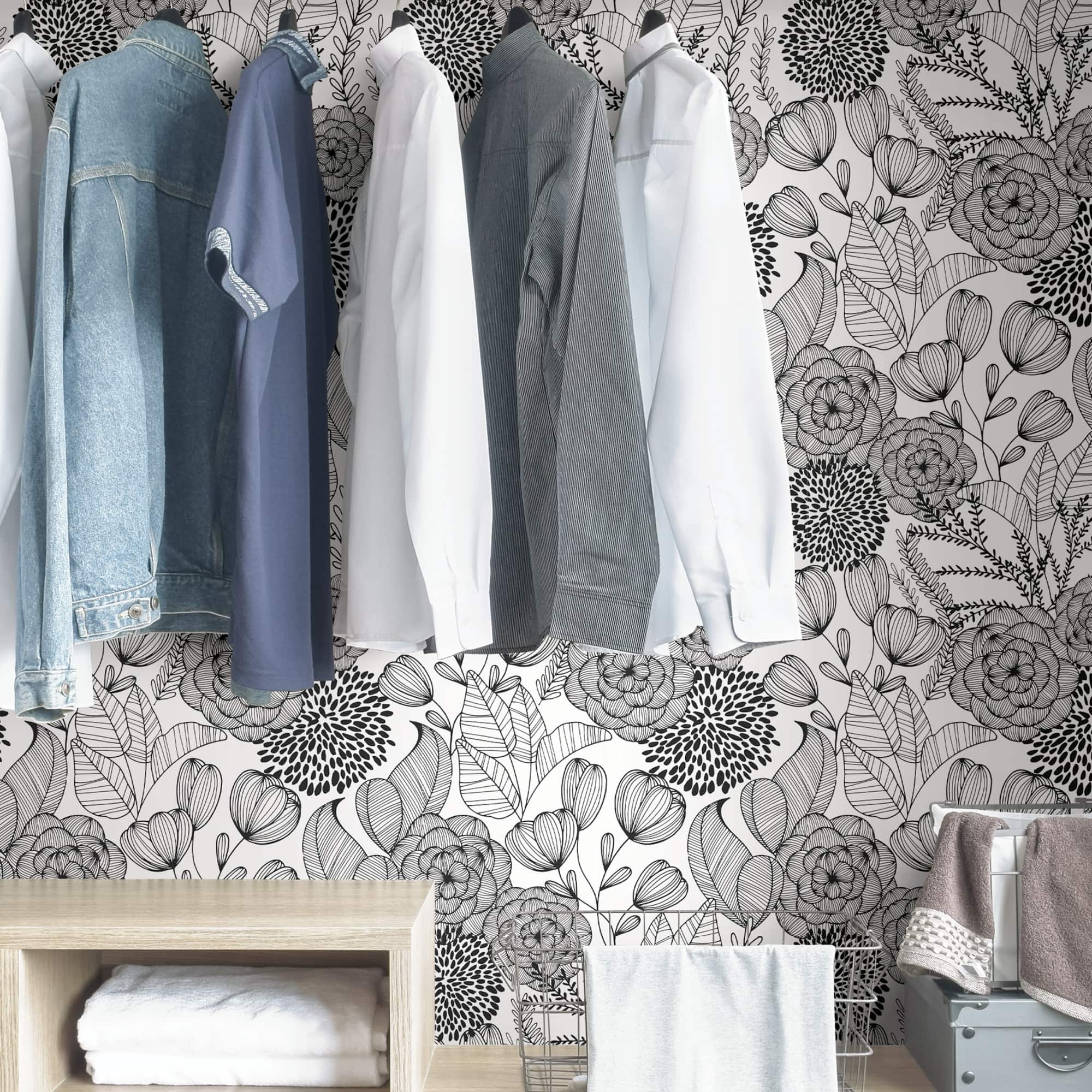 NuWallpaper Black Secret Garden Peel & Stick Wallpaper